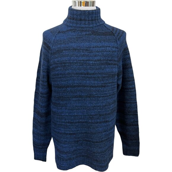 Todd Snyder 100% Wool Turtleneck Sweater Blue Mens Large L Large Abstract Stripe - Picture 1 of 6